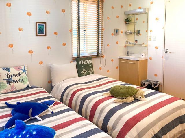 ・水族館の部屋：魚や亀のぬいぐるみを置いています